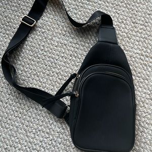 Black Faux Leather Crossbody